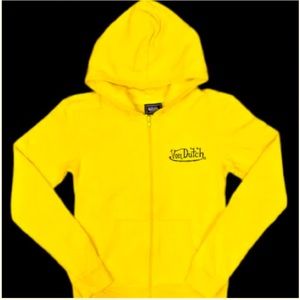 Von Dutch Originals Signature Yellow Hoodie Full Zip Jacket NEW